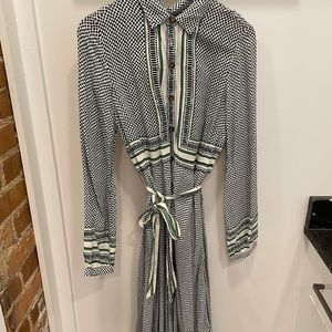 Anthropologie Maeve Green White Dress Dots